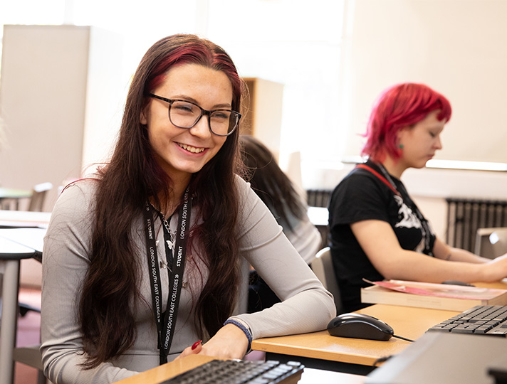 Student working on a laptop