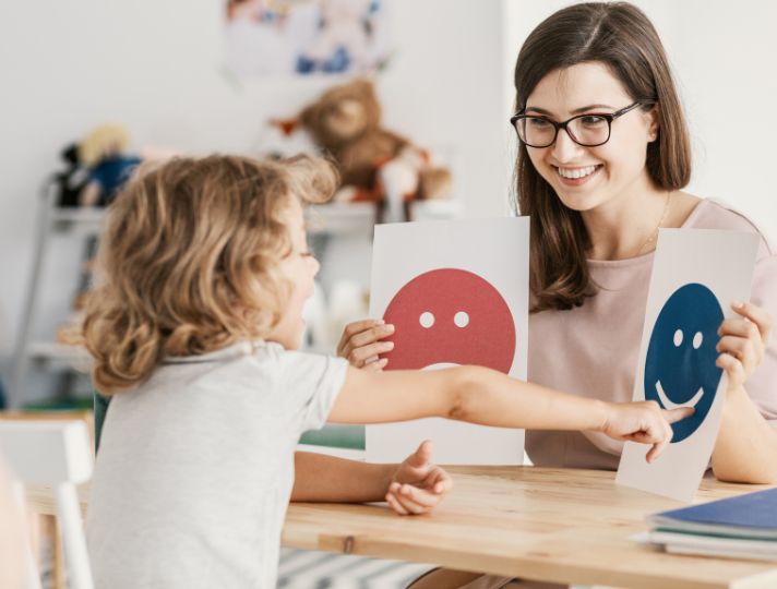 Person helping to understand child emotions 