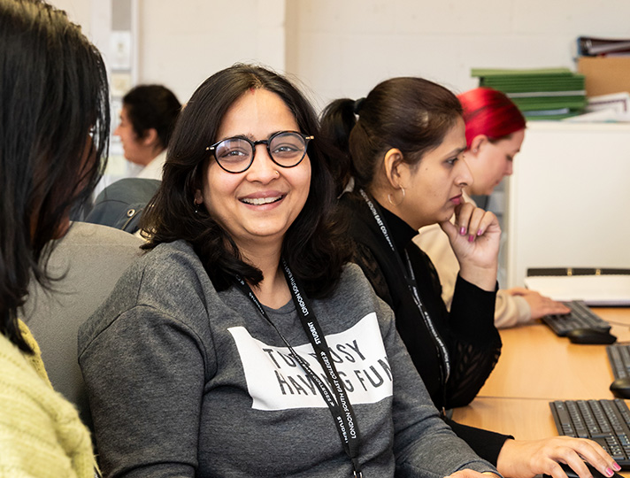 Students working at desks