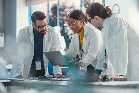 Students working in a science lab